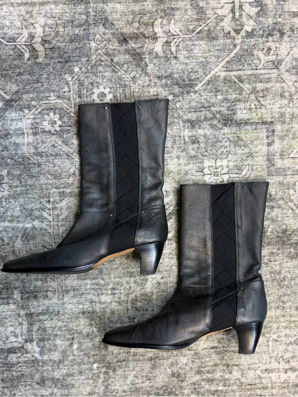 Women's Vintage Prevata Mid-Calf Leather Boots - Classic Side Panel Design Sz 10